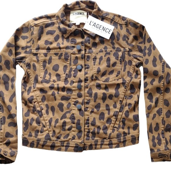 L’AGENCE NEW! Celine Cheetah Print Denim Jacket Size XS  MSRP $365 - Picture 3 of 9